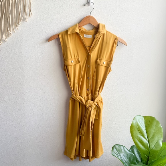 New York & Company Other - New York and Company Button Down Romper Yellow SzS